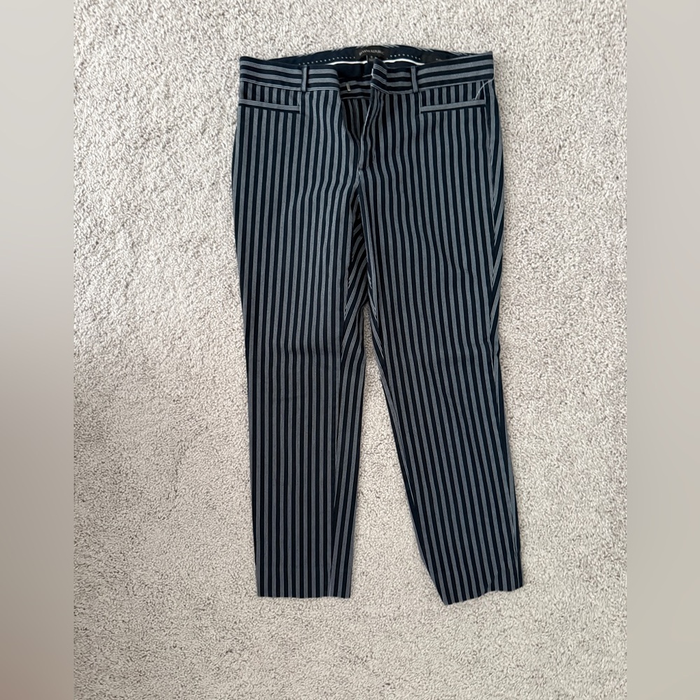 Banana Republic Navy and Gray Vertical-Stripe Dress Pants
